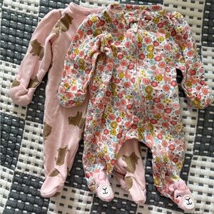 Carter's Pink and Floral Kids Footies Set